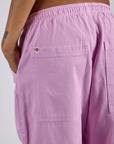 Close up of Drop Pocket Cargo Pants in Lilac Purple back pocket