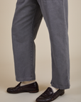 Short Sleeve Jumpsuit in Washed Grey pant leg close up