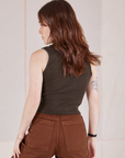 Back view of Sleeveless Essential Turtleneck in Espresso Brown on Hana
