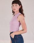 Muscle Tee in Lilac side view on Alex