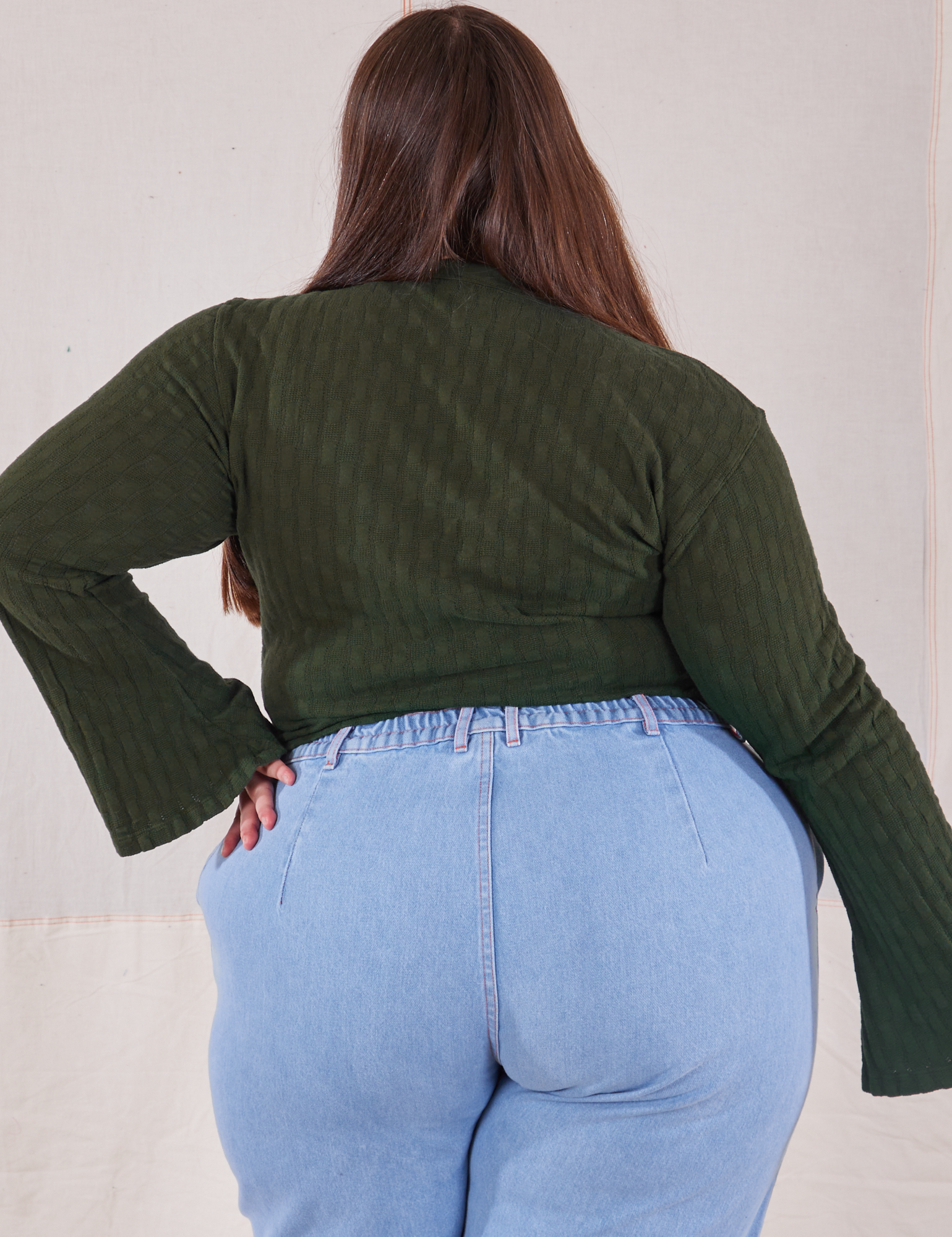 Bell Sleeve Top in Swamp Green back view on Marielena