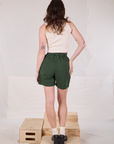 Back view of Trouser Shorts in Swamp Green on Alex