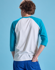 Taxi Raglan Tee in San Francisco back view on Quinn