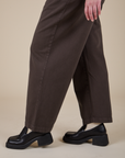 Pant leg side view of Heavyweight Trousers in Espresso Brown on Lish