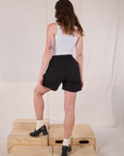Trouser Shorts in Basic Black back view on Alex