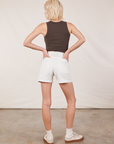 Back view of Classic Work Shorts in Vintage Tee Off-White and espresso brown Tank Top on Madeline