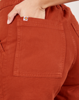 Classic Work Shorts in Paprika back pocket close up on Tiara