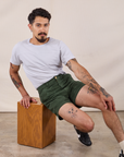 Classic Work Shorts in Swamp Green and Jr. Varsity Tee in Stone White on Jesse