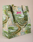 Angled view of Ocean and Sky Printed Shopper Tote