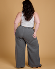 Heritage Wide Leg Trousers in Washed Grey back view on Ashley