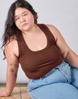 Cropped Tank Top in Fudgesicle Brown worn by Ashley