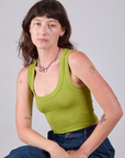 Cropped Tank Top in Gross Green worn by Alex