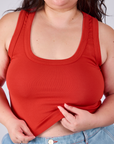 Cropped Tank Top in Mustang Red front close up on Ashley