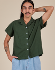 Pantry Button-Up in Swamp Green on Anthony