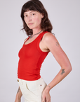 Tank Top in Mustang Red side view on Alex