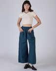 Pleated Pull-On Pants - Lagoon