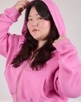 Cropped Zip Hoodie - Bubblegum Pink
