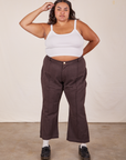 Alicia is wearing Cropped Cami in Vintage Tee Off-White and espresso brown Western Pants