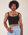 Jerrod is 6’3” and wearing S Cropped Cami in Basic Black