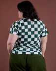Checker Organic Tee in Swamp Green back view on Ashley