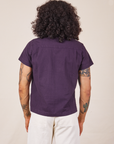 Back view of Pantry Button-Up in Nebula Purple worn by Jesse