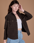Cropped Corduroy Overshirt - Espresso Brown