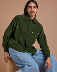 Cropped Corduroy Overshirt - Evergreen