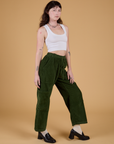 Corduroy Drop Pocket Cargo Pants - Evergreen