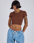 Cropped Baby Tee - Fudgesicle Brown