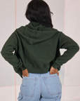 Cropped Zip Hoodie in Swamp Green back view on Kandia