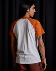 Short Sleeve Raglan Tee in Haunted House back view on Anthony