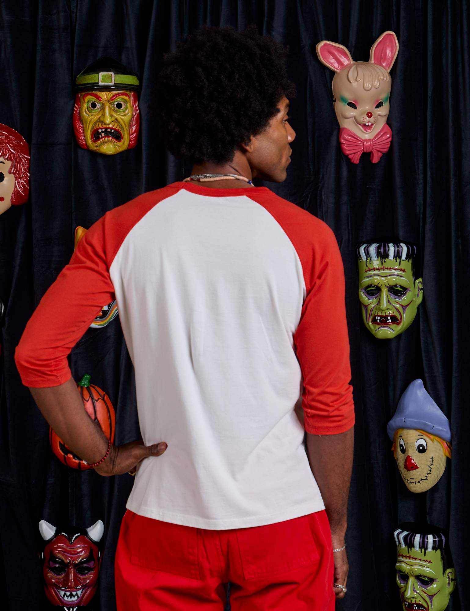 Raglan Tee in Dracula back view on Jerrod