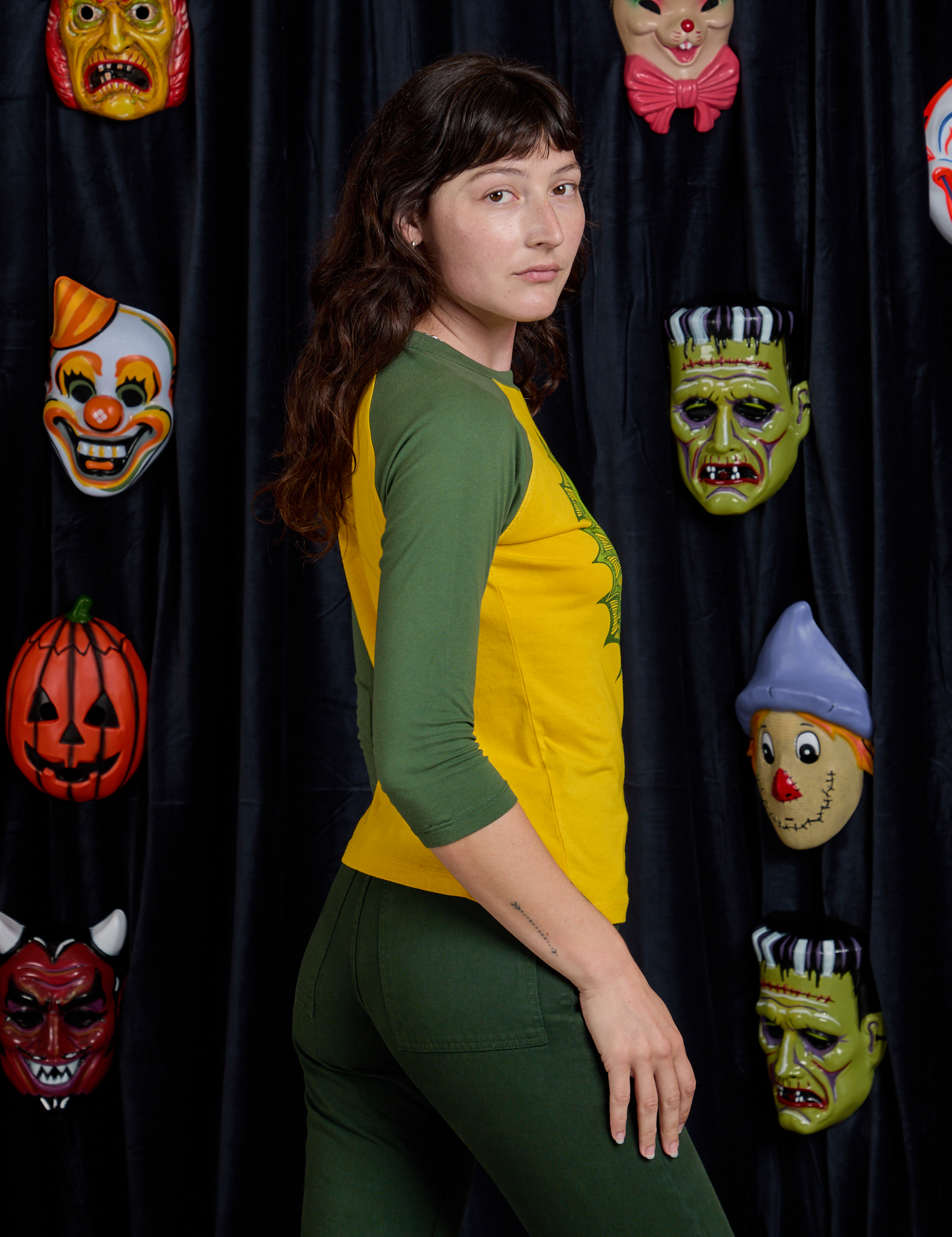 Raglan Tee in Creature side view on Alex