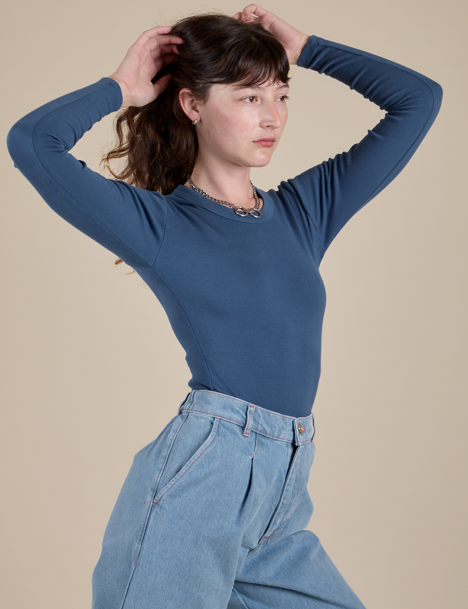 Long Sleeve Baby Tee - French Blue