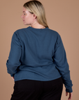 Long Sleeve Burly Tee in French Blue back view on Lish