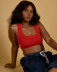 Contrast Stitch Mini Tank - Mustang Red