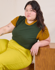 Mismatched Tee - Green & Mustard