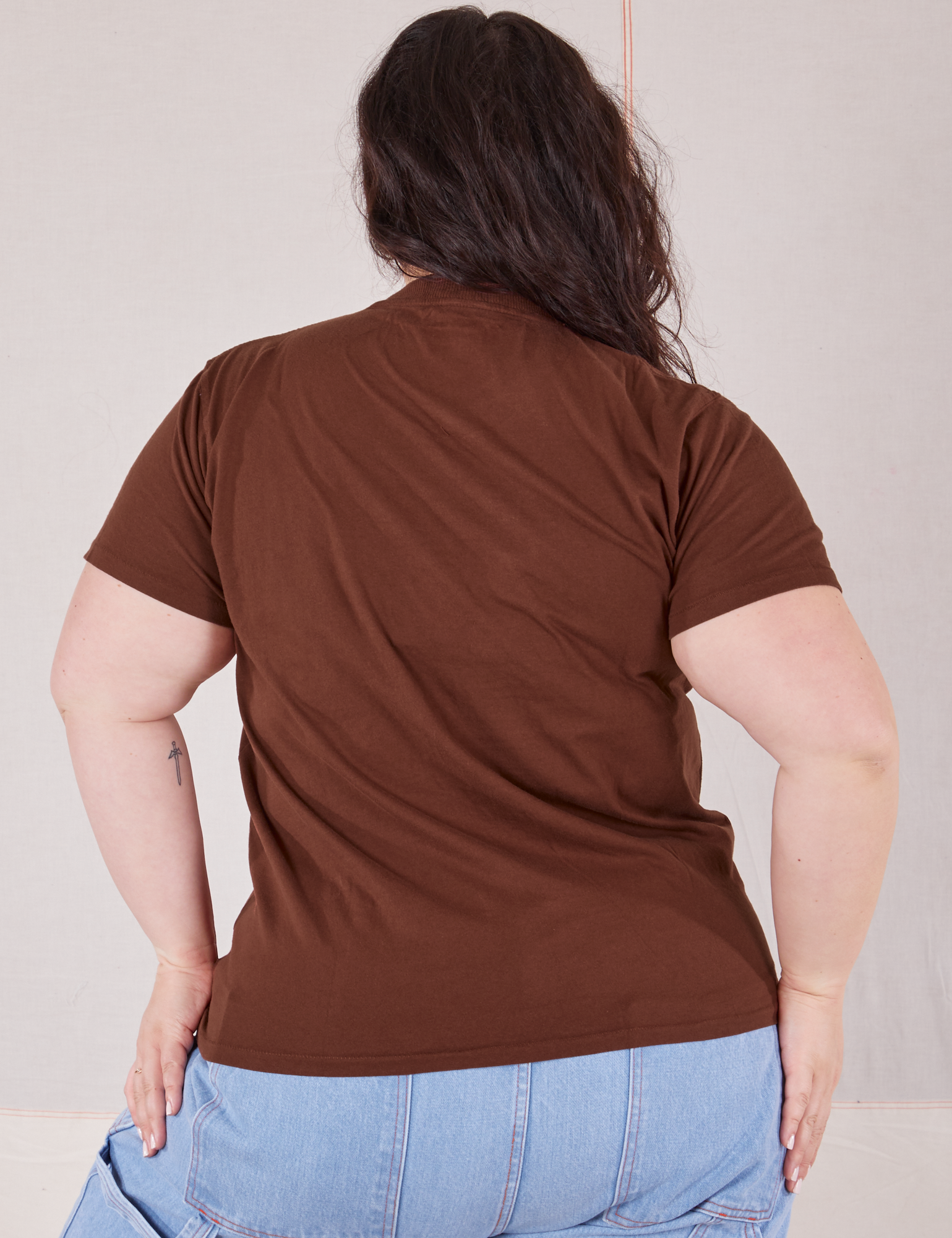 Organic Vintage Tee in Fudgesicle Brown back view on Ashley