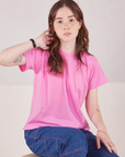Hana is wearing Organic Vintage Tee in Bubblegum Pink