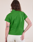 Pantry Button-Up in Kelly Green back view on Alex