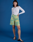 Longline Work Shorts - Spring Quilt Print