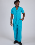 Short Sleeve Jumpsuit - Hawaiian Blue
