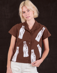 Soda Bottle Pantry Button-Up in Fudgesicle Brown worn by Madeline