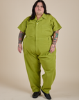 Short Sleeve Jumpsuit - Gross Green