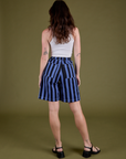 Longline Work Shorts in Cornflower back view on Alex