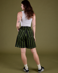 Longline Work Shorts in Evergreen back view on Alex