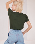 Organic Vintage Tee in Swamp Green back view on Madeline
