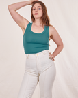 Allison is wearing size XXS Tank Top in Marine Blue paired with vintage tee off-white Western Pants