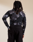 Long Sleeve Baby Tee in Ink Blot back view on Demi