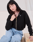 Cropped Zip Hoodie - Basic Black